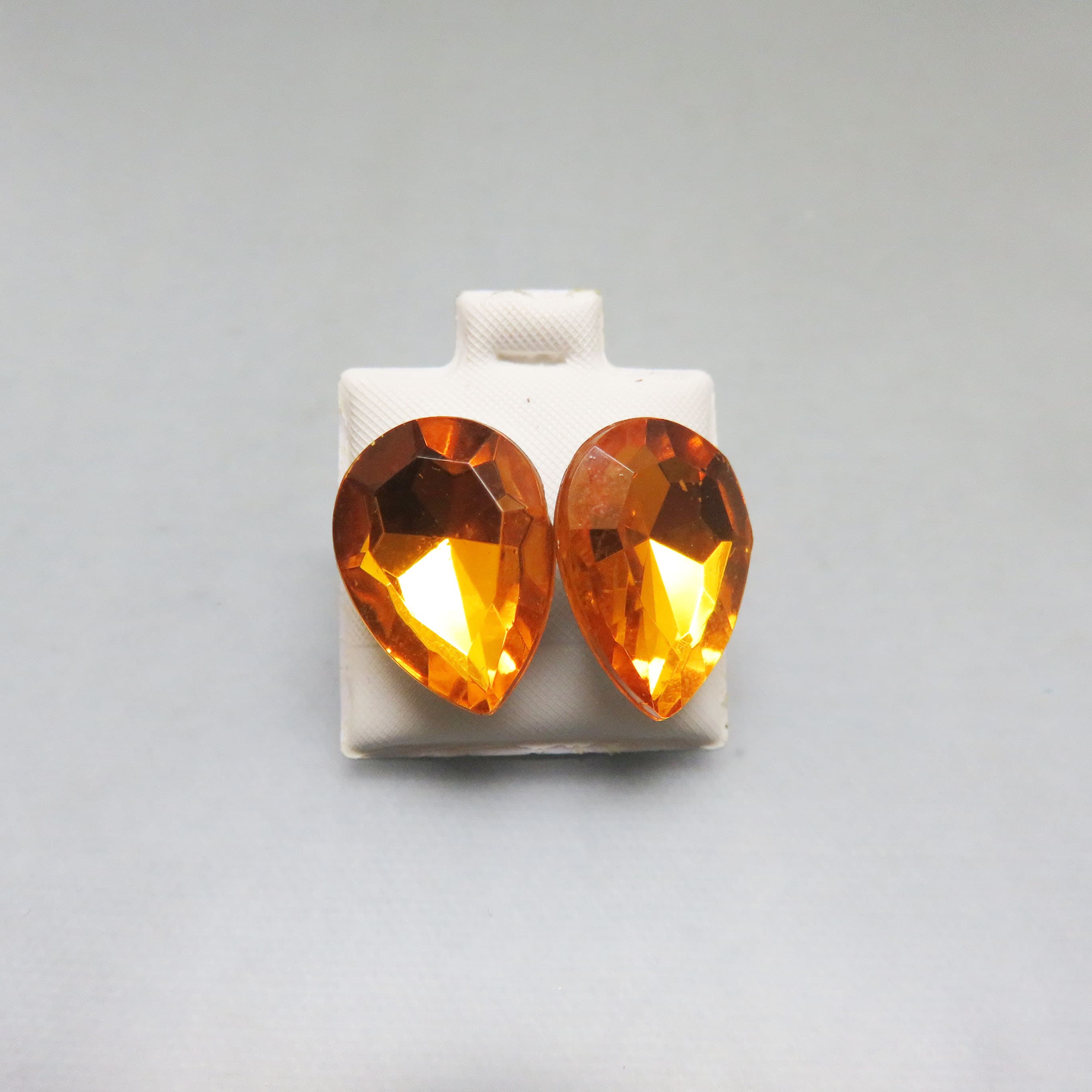 Topaz Color Acrylic Teardrop Earrings – Large Faceted Gemstone Look Studs