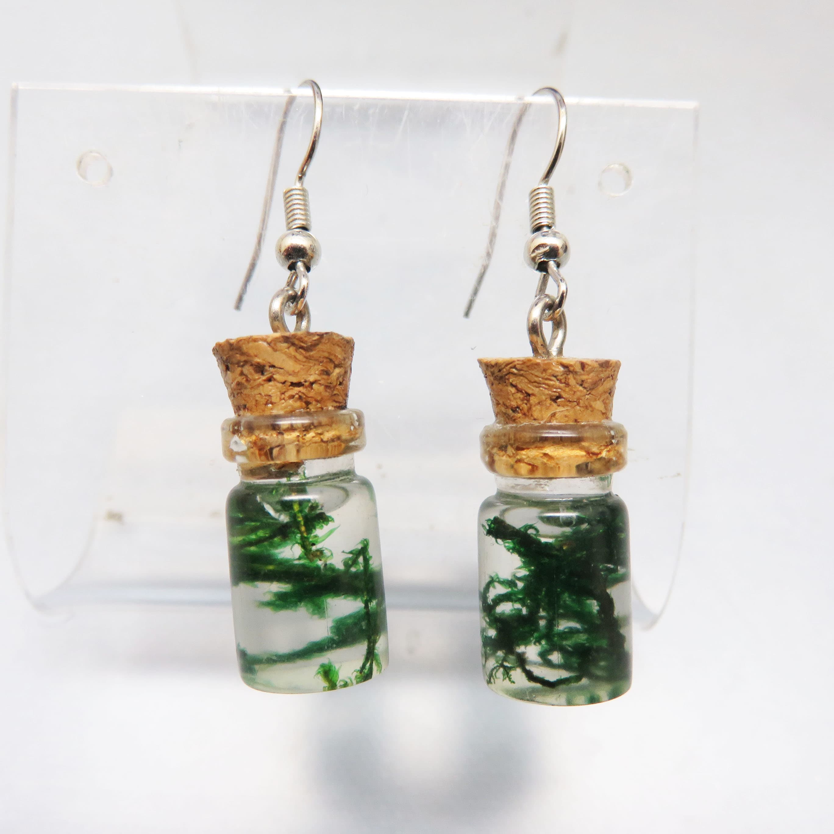 Miniature Swamp Water Potion Bottle Dangle Earrings