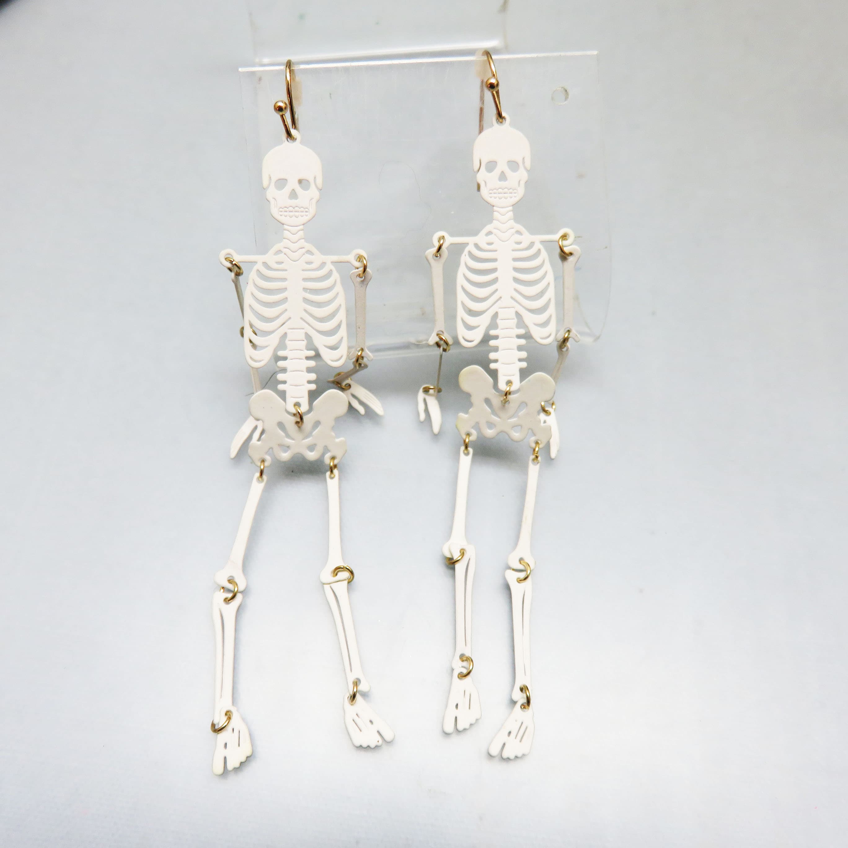 Fully Articulated Dancing Skeleton Statement Earrings