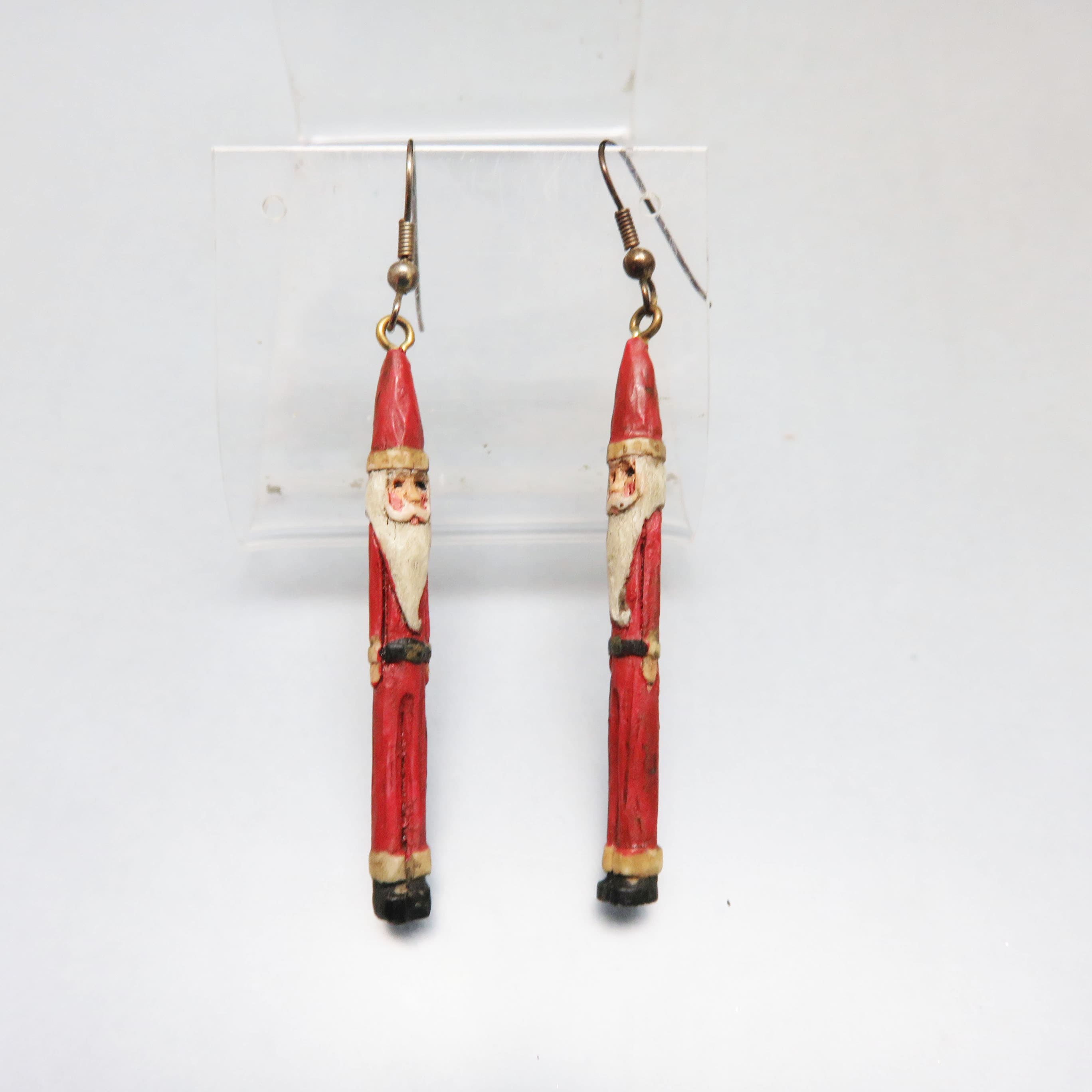 Old World Santa Hand Painted Resin Christmas Pierced Earrings