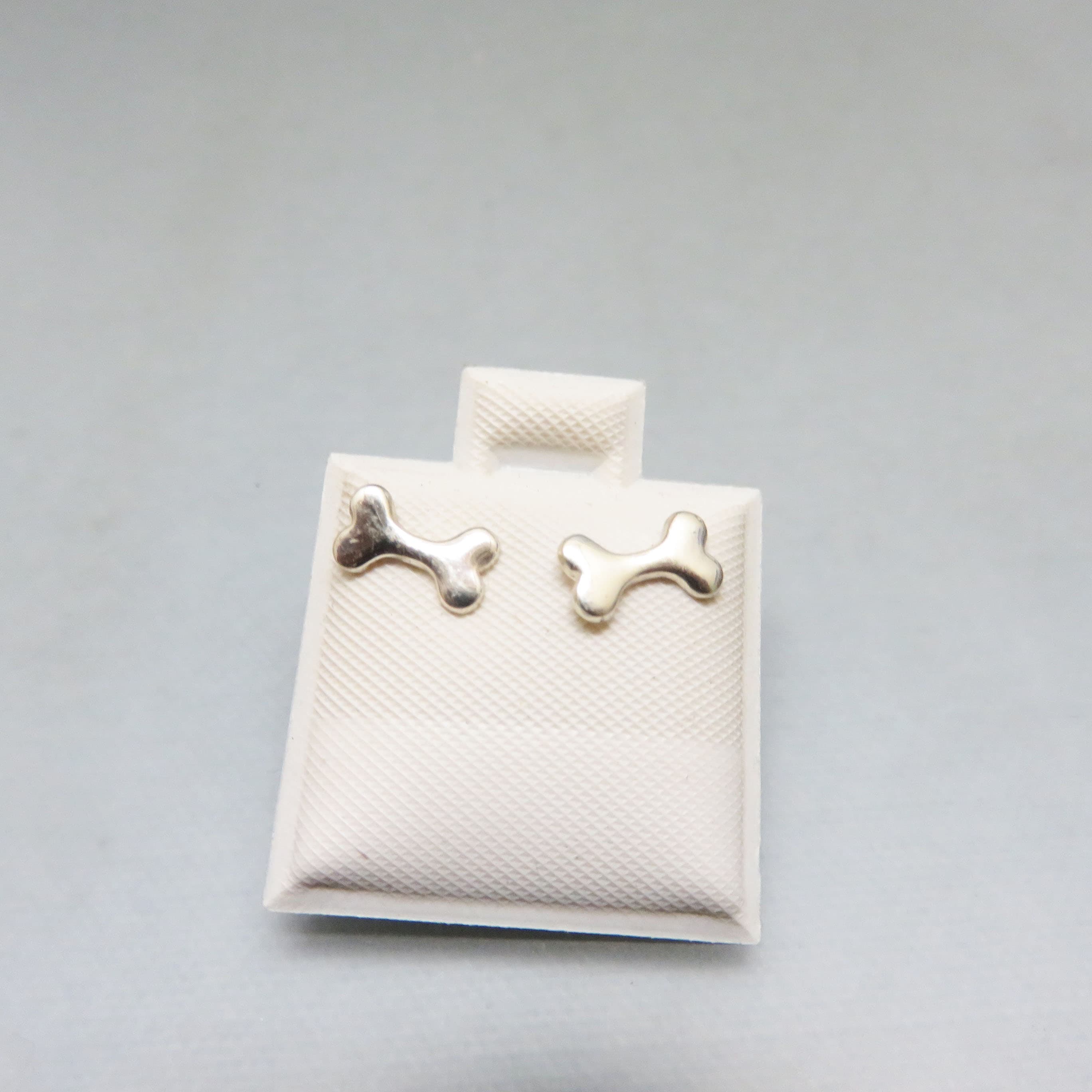Tiny Dog Bone Stud Earrings – Silvertone Pet Lover Post Earrings