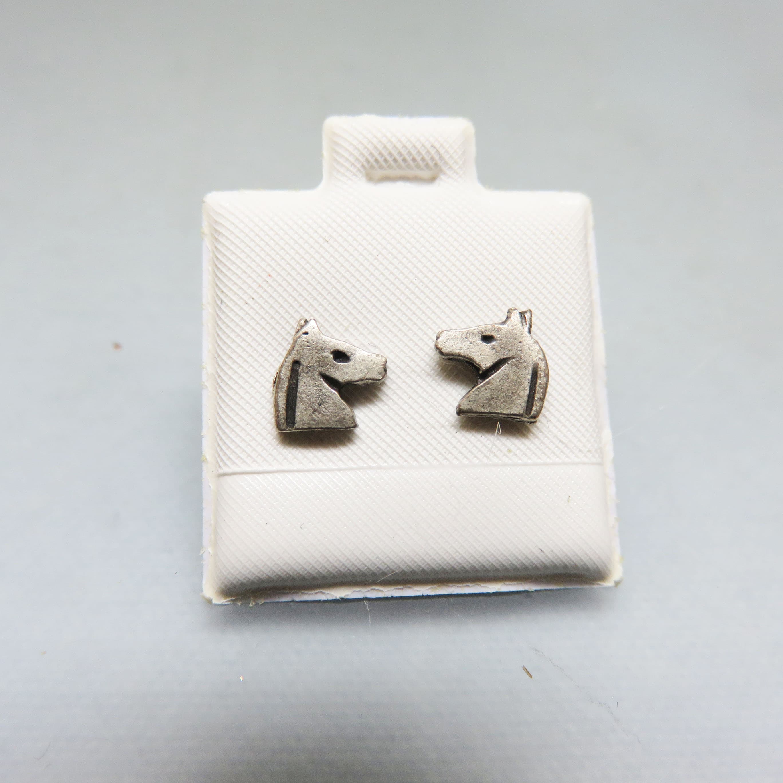 Tiny Pewter Horse Head Stud Earrings – Early 2000s Western Equestrian Posts, Never Worn