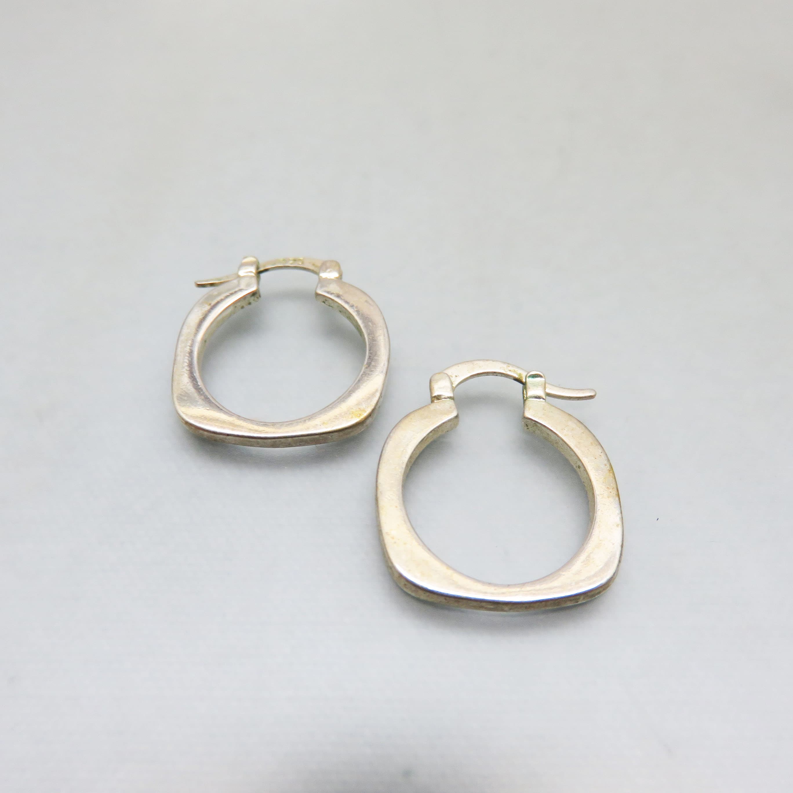 Sterling Silver Square Hoop Earrings | 925 Modern Geometric Hinged Hoops