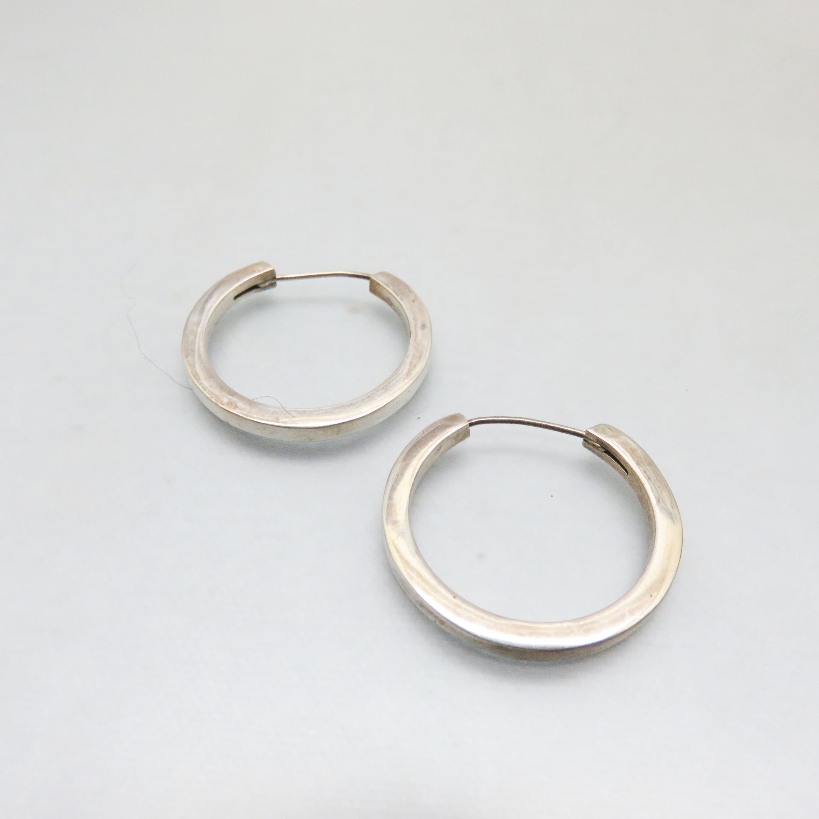 Mexican Sterling Silver Hoop Earrings | 925 TN-08 Solid Square Wire Hoops