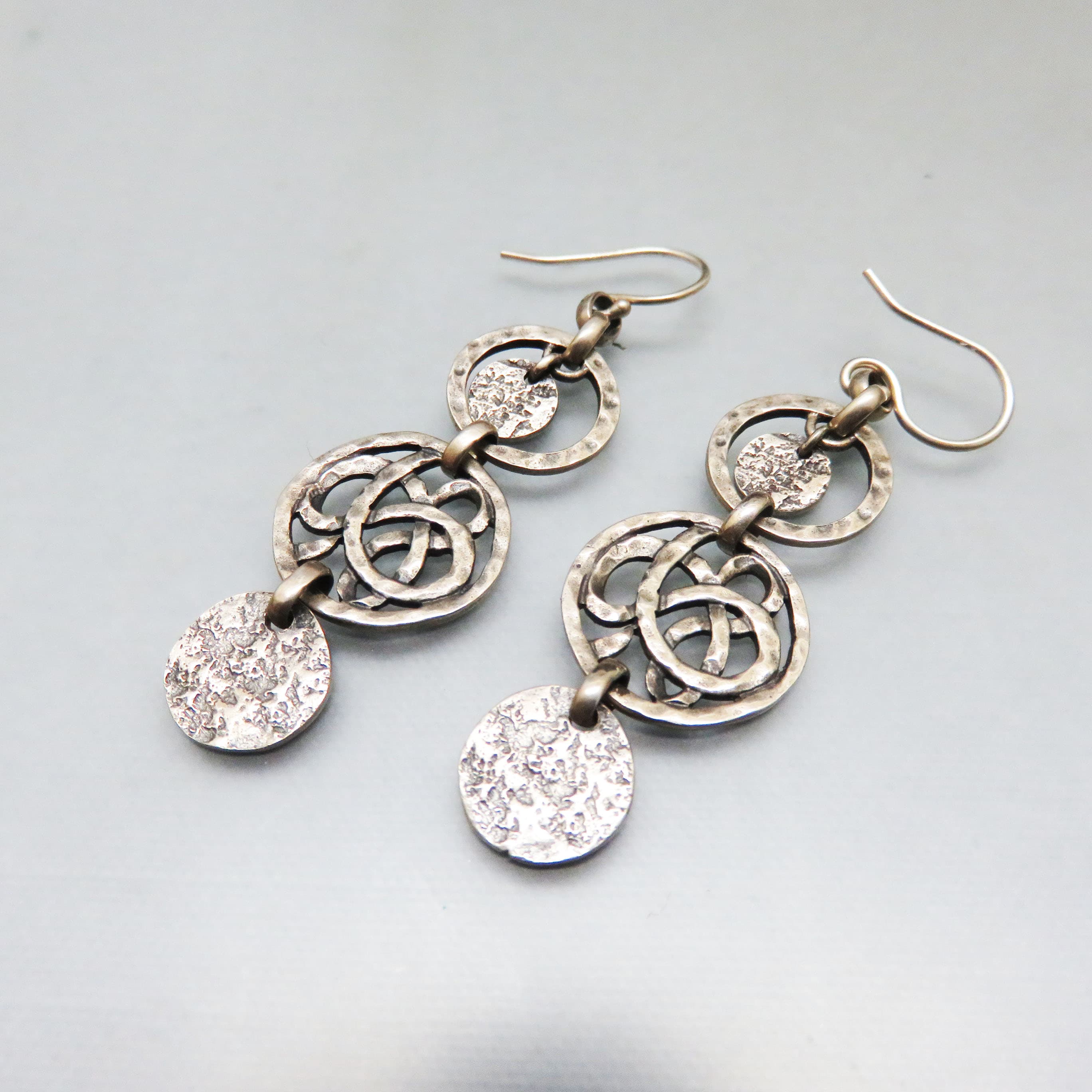 Handmade Sterling Silver Abstract Dangle Earrings – Artisan French Hooks
