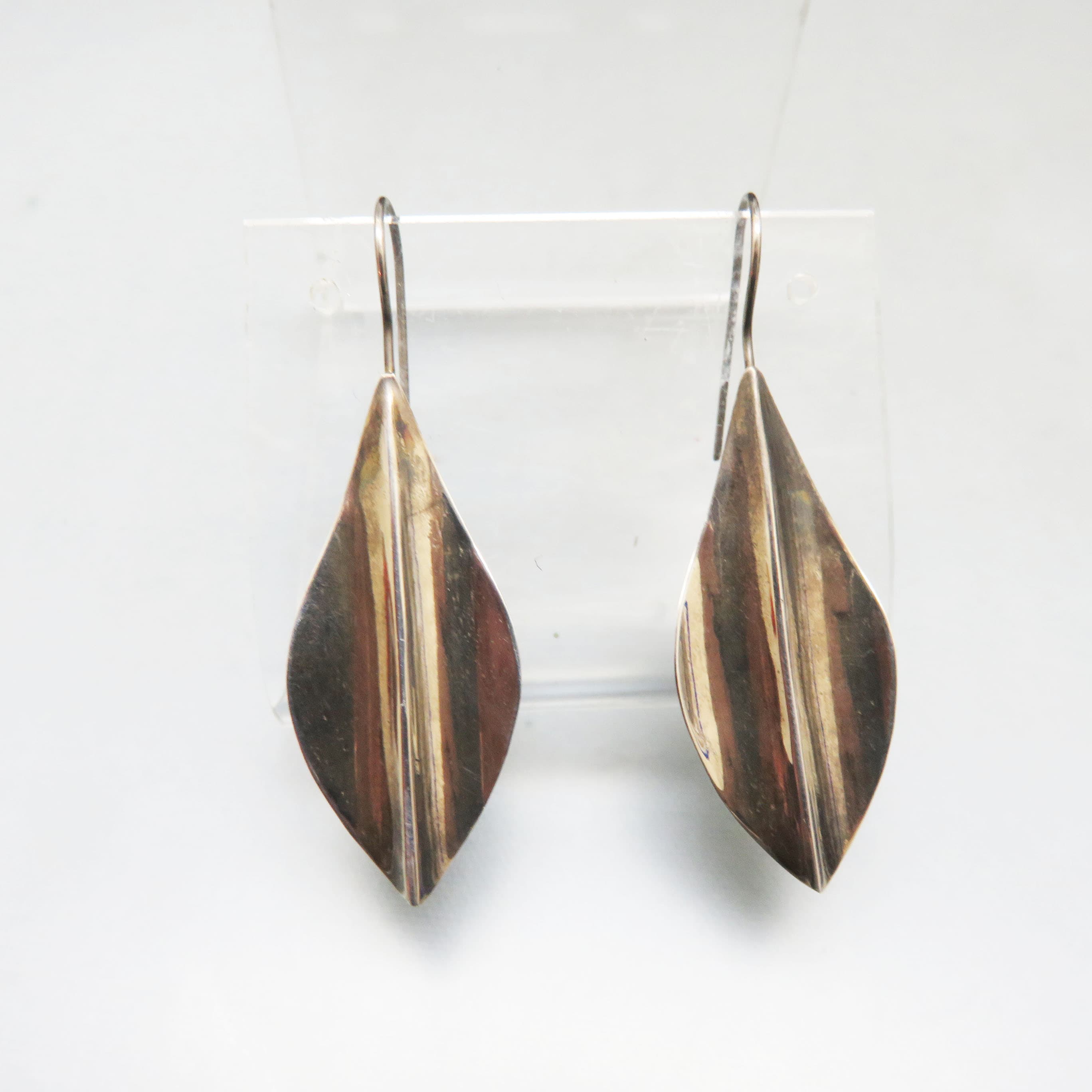 Sterling Silver Sculptural Leaf Dangle Earrings – French Hooks