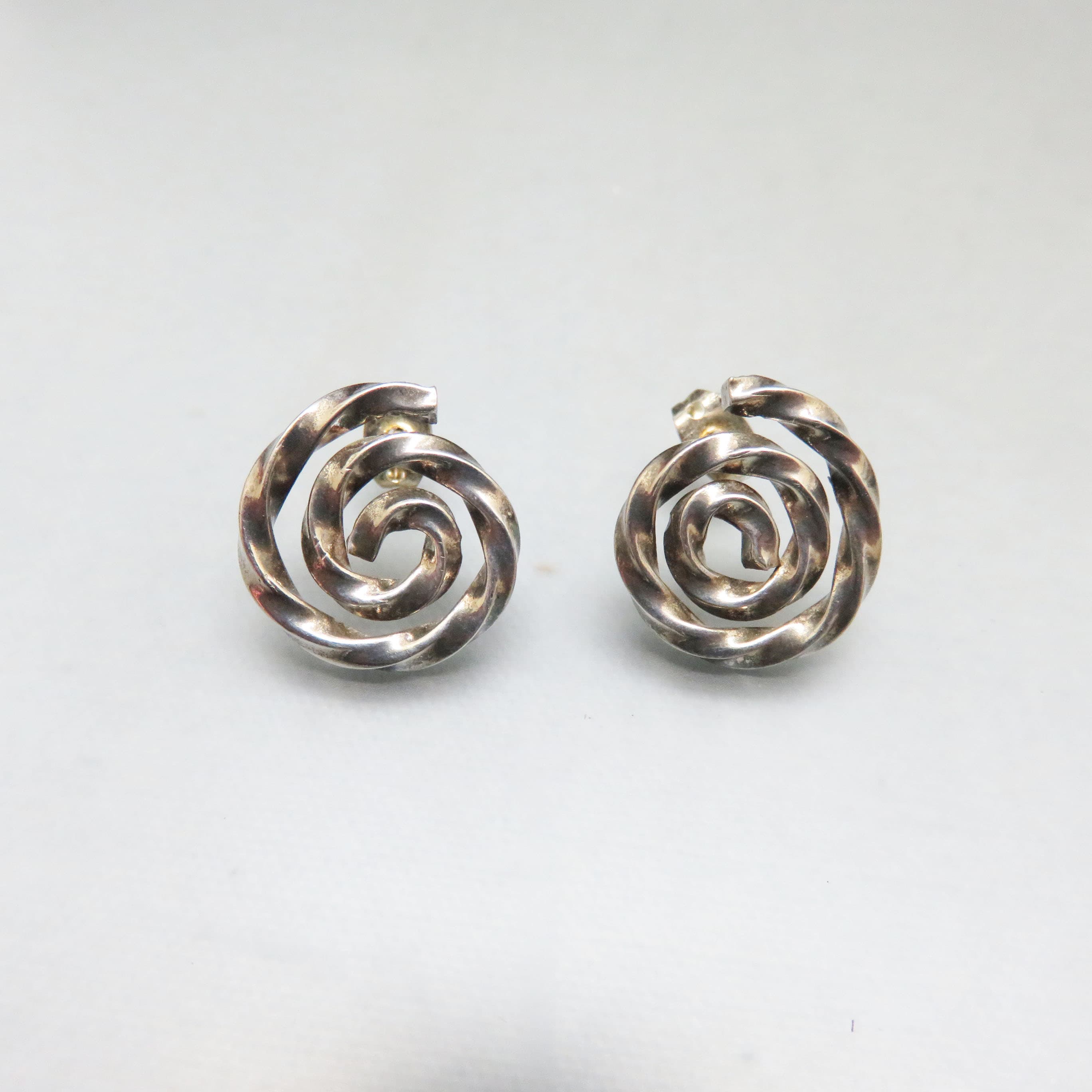 Sterling Silver Twisted Spiral Stud Earrings – 925