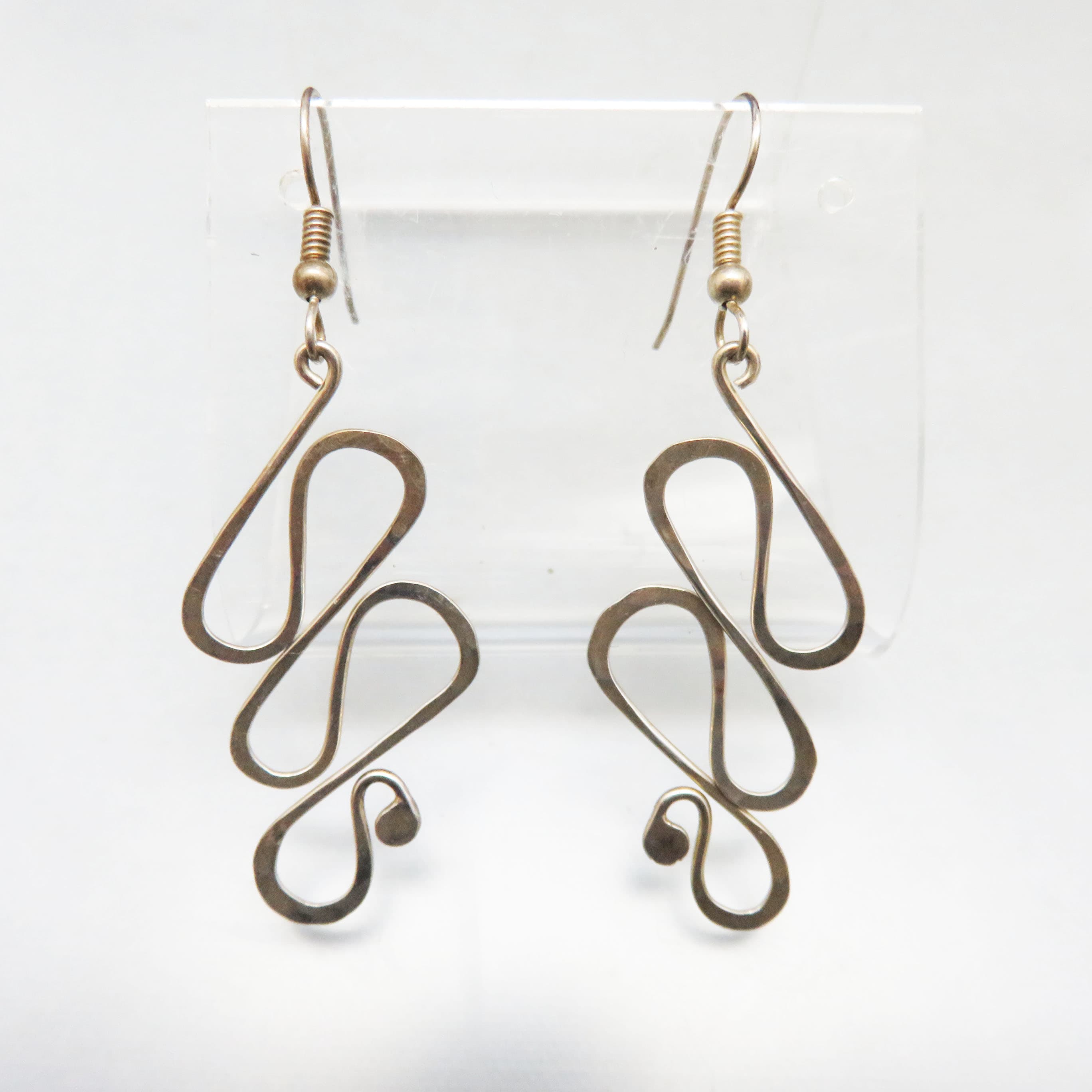 Tested Sterling Silver Abstract Loop Dangle Earrings – Handmade Wirework