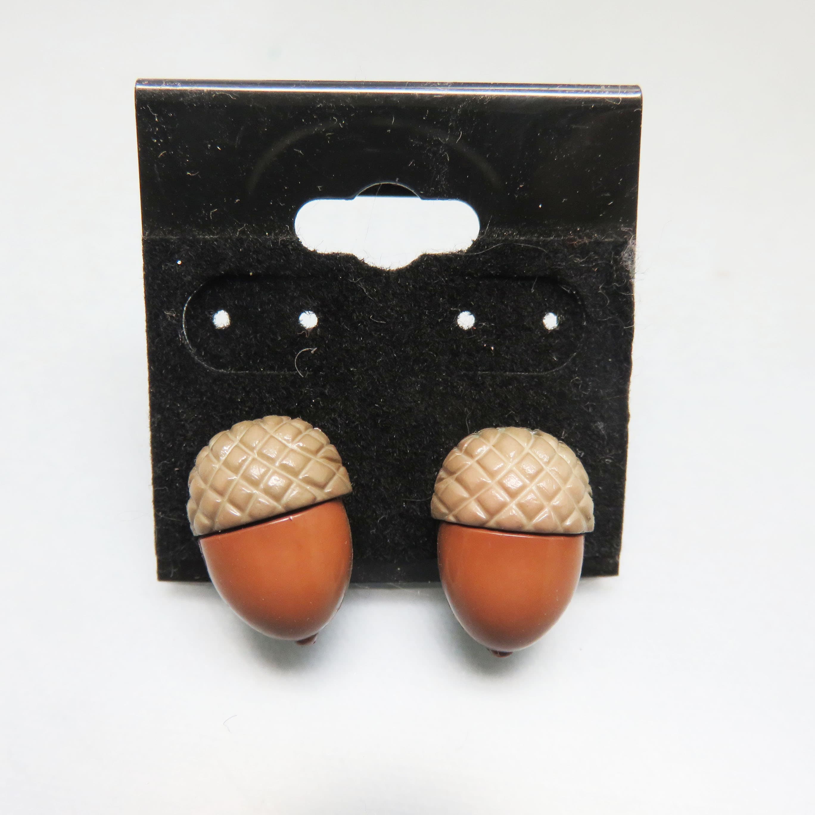 Acorn Post Earrings, Repurposed Vintage Style Button Earrings, Brown Autumn Harvest Studs
