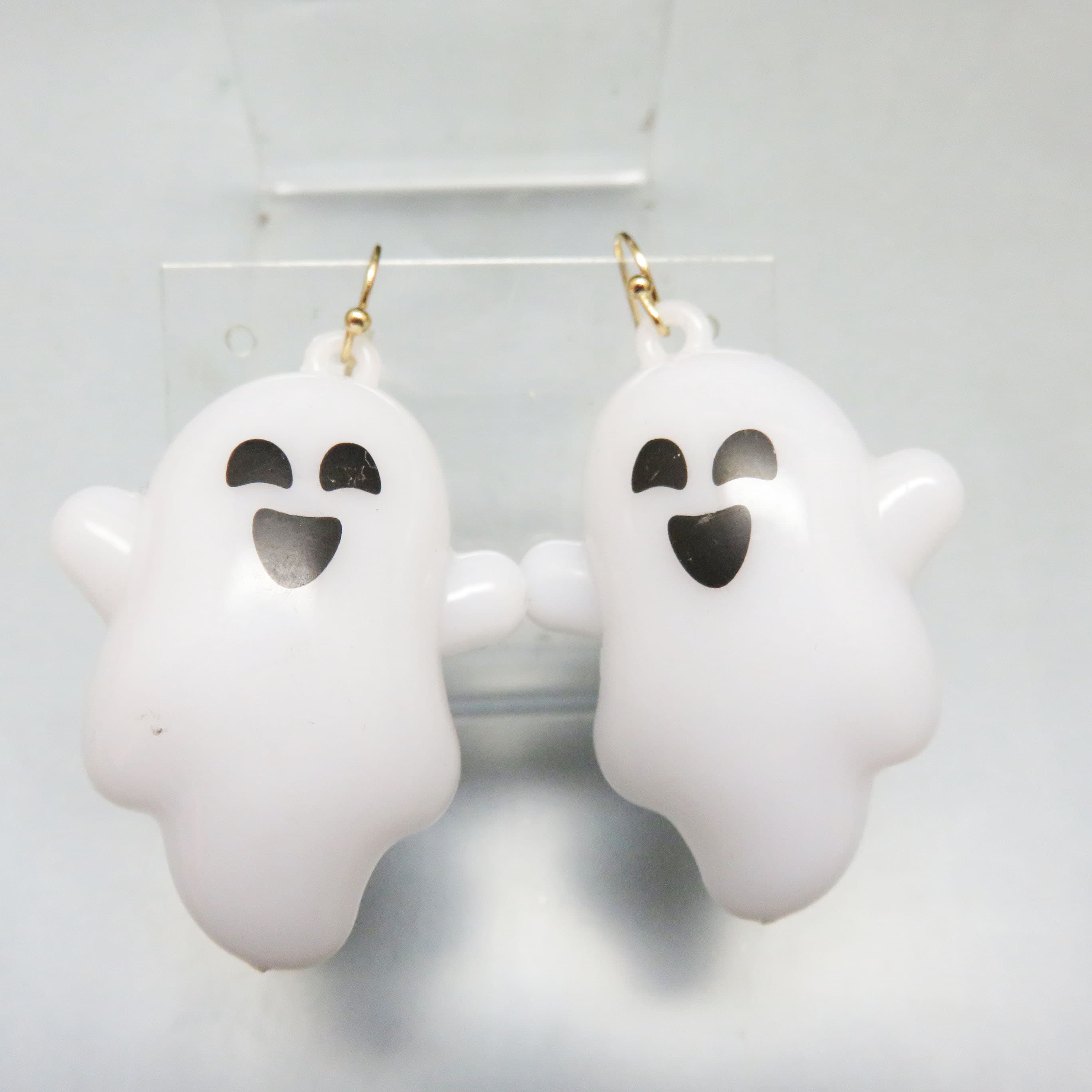 Light Up Ghost Earrings, Battery Powered Halloween Earrings, Happy Ghost French Hook Dangles
