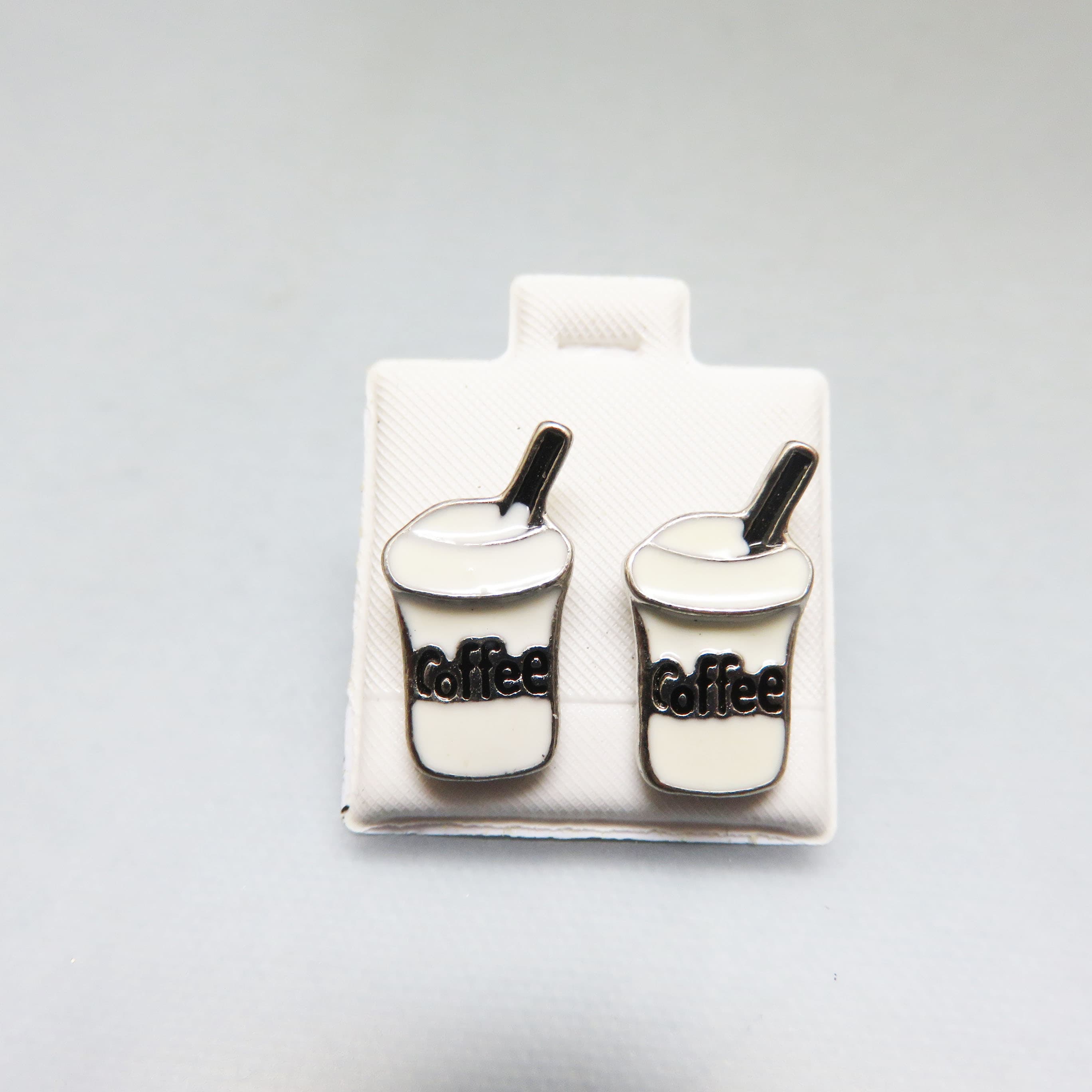 Tiny Enamel Coffee Cup Post Earrings