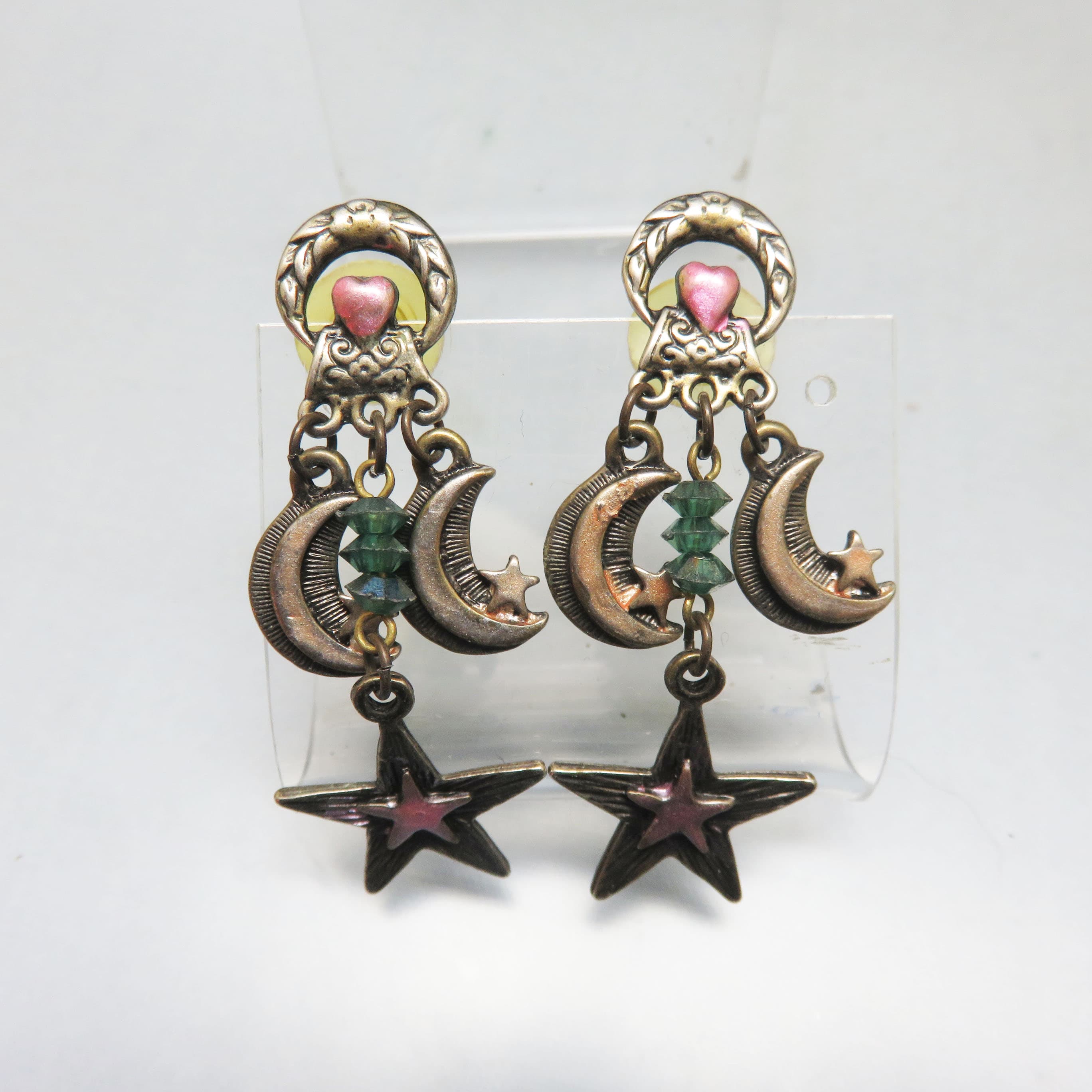 Celestial Moon and Star Vintage Post Earrings