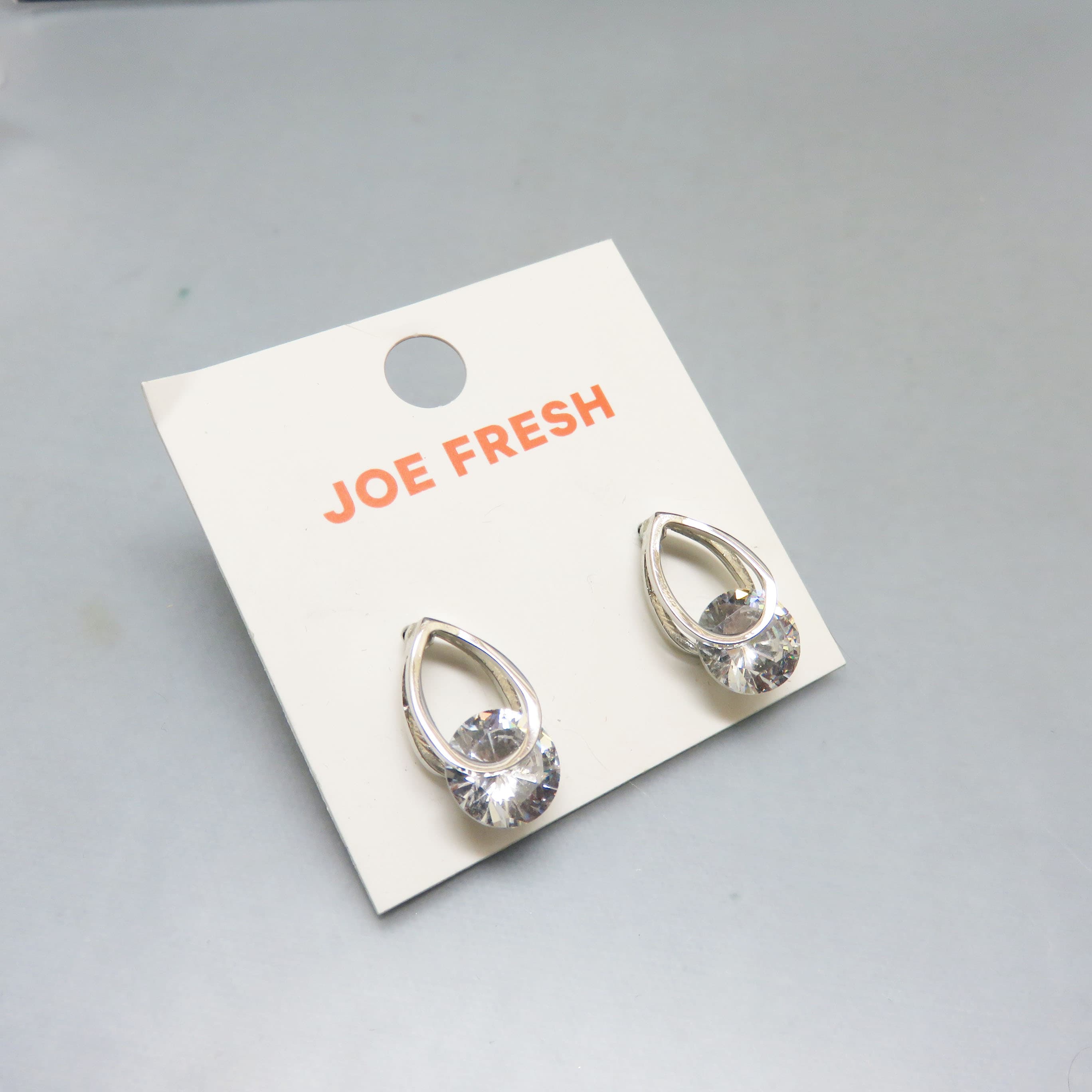 JOE FRESH Clear Rhinestone Teardrop Post Earrings – Mint On Card