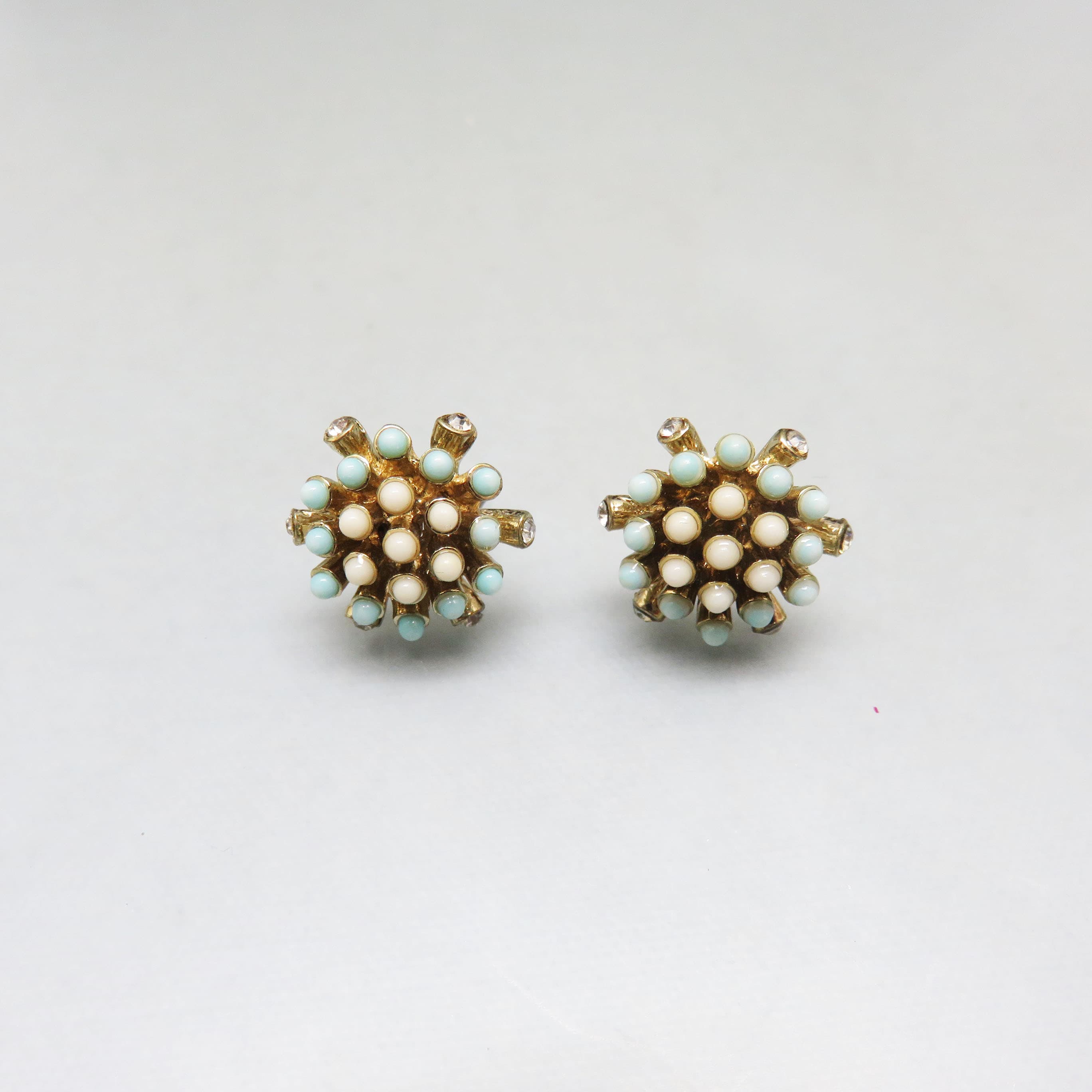 Vintage Banana Republic Pastel Flower Rhinestone Post Earrings