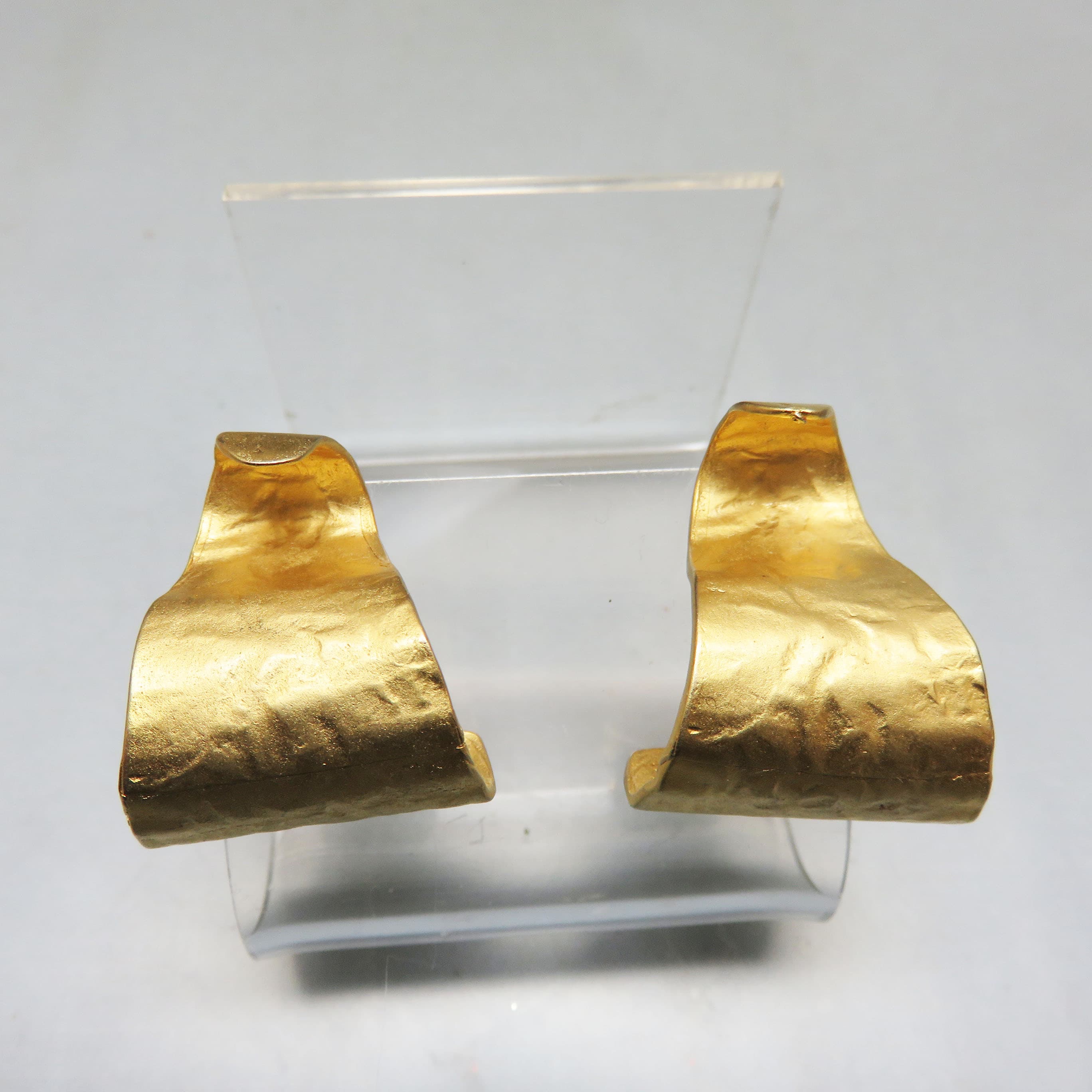 Textured Goldtone Sculptural S-Curve Post Earrings