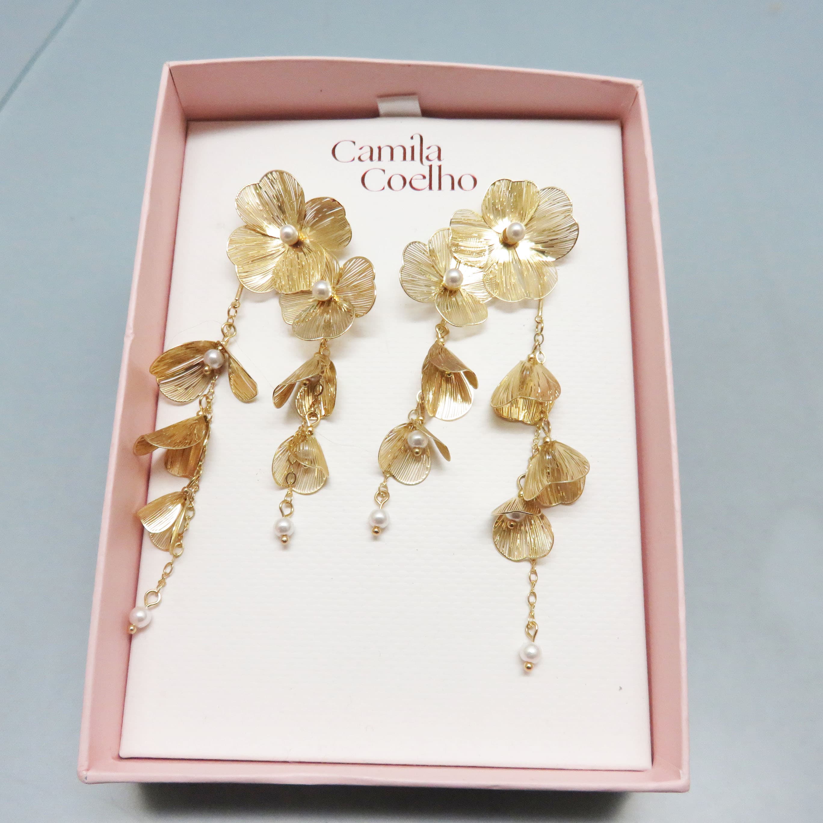 Camila Coelho Goldtone Floral And Faux Pearl Statement Earrings