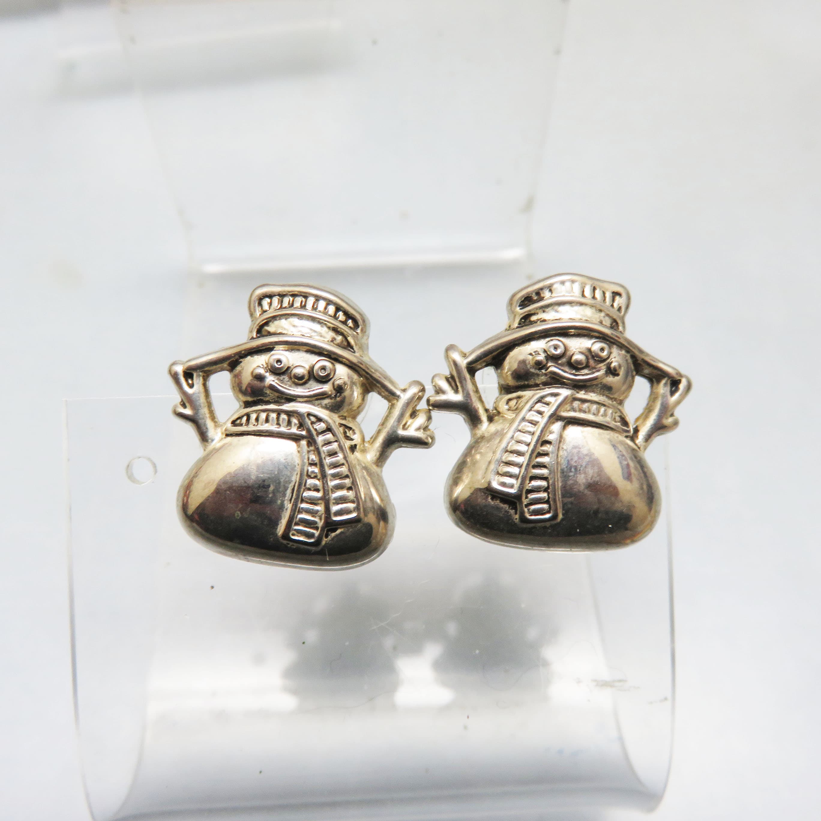 BEST Silver-Plated Pudgy Snowman Post Earrings