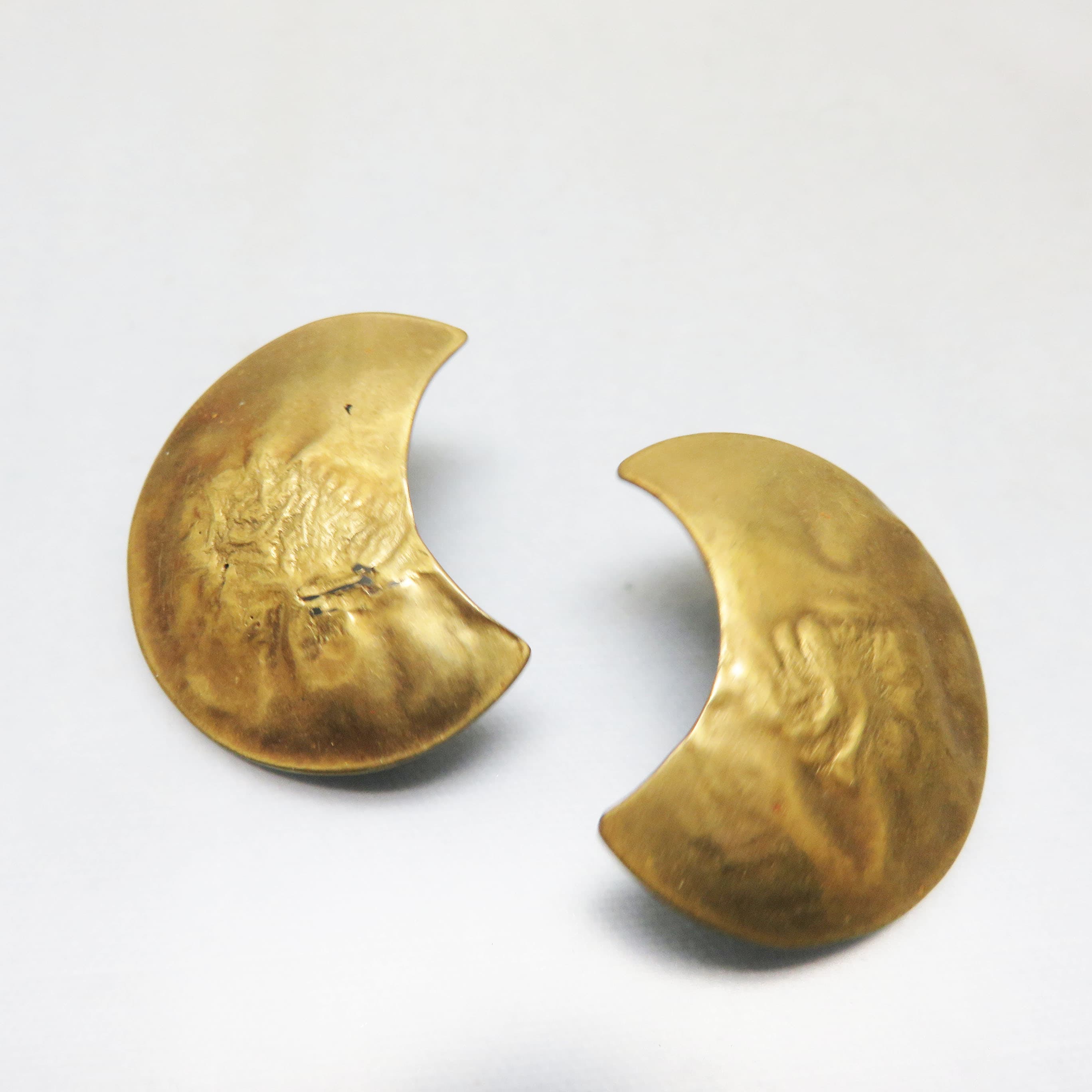 Artisan Reticulated Bronze Crescent Moon Post Earrings
