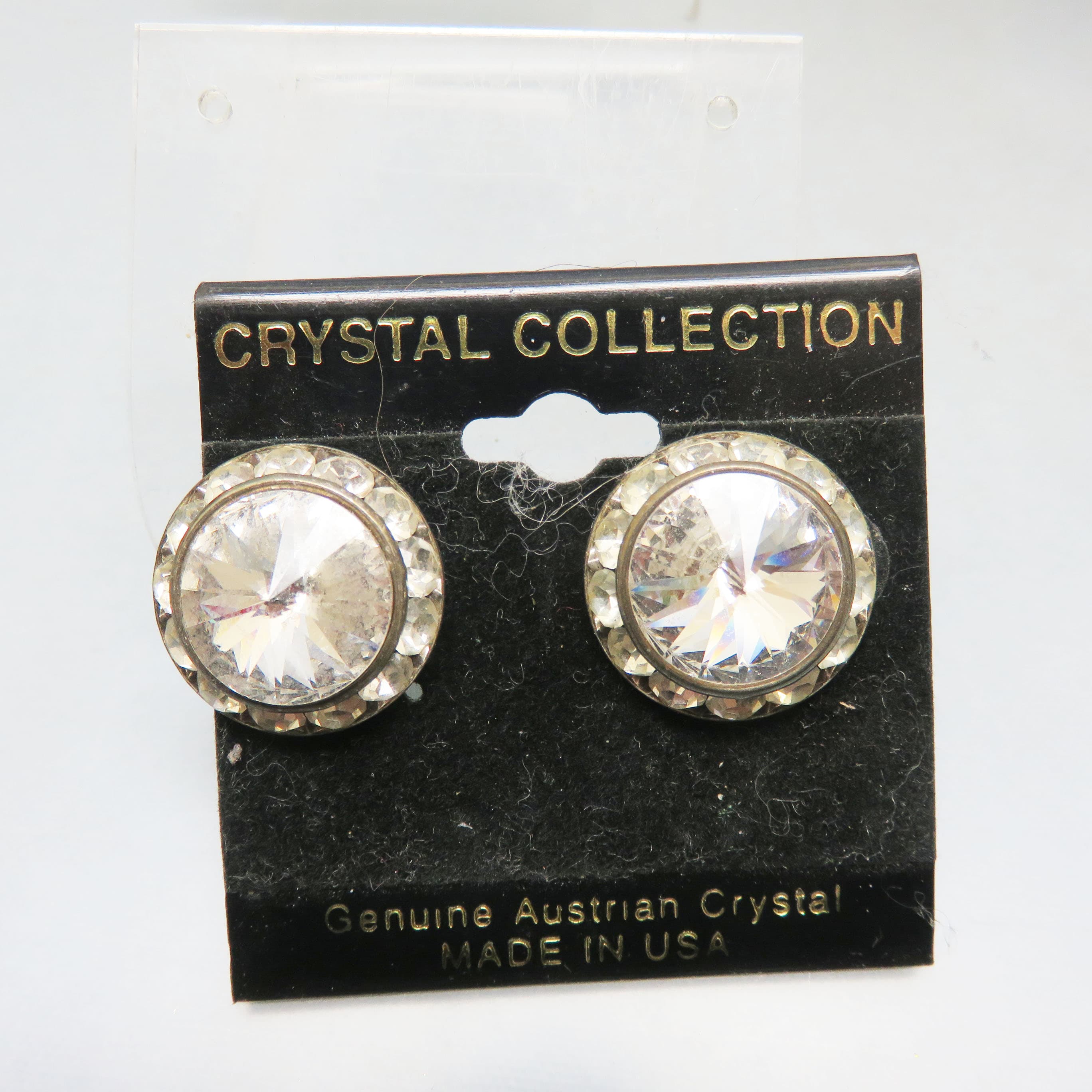 Austrian Crystal Headlight Rhinestone Post Earrings MOC