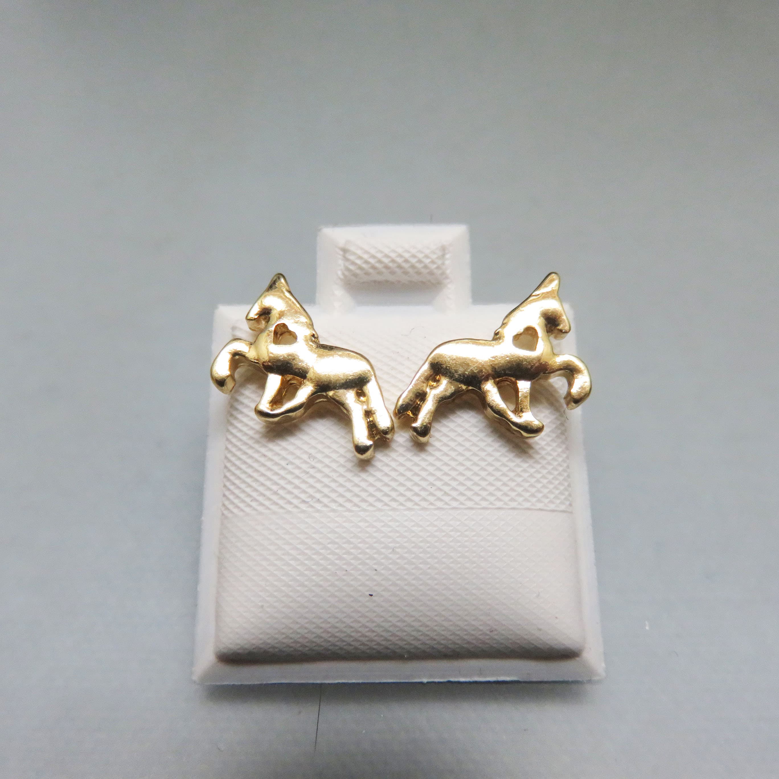 Goldtone Prancing Horse Earrings Petite Equestrian Post Studs